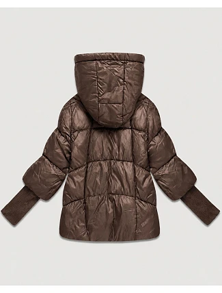 Dámská bunda s pletenými manžetami, oversize, hnědá (B6078-14) Dámská bunda s pletenými manžetami, oversize, hnědá (B6078-14)
