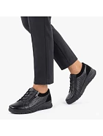 Dámské kožené polobotky na podpatku černé Vinceza 39977