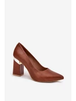 Kožené Lodičky Lewski 3117 Tmavě hnědé