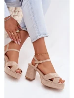 Dámské sandály na podpatku béžové Janelia