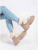 Krásné dámské sněhule hnědé platforma Krásné dámské sněhule hnědé platforma