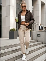 Dámská přechodná prošívaná bunda s kapucí hnědá FashionStreet TY5670