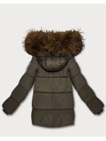 Péřová bunda v barvě khaki s kapucí (KK60610)