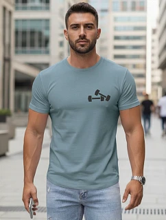 Pánské bavlněné tričko s minimalistickým petrolejovým potiskem FashionStreet NX5086R