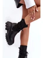 Boty Na Masivní Platformě S Tkaničkou Černé Big Star MM274590