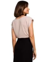 S206 Top bez rukávů s krajkovým výstřihem - ecru barva