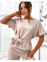 Letní béžový dámský dvoudílný komplet (82198)