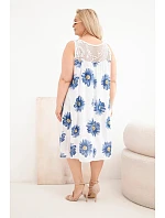 Dámské šaty Plus Size z viskózy s květinovým vzorem a krajkovým výstřihem bílé