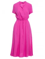 S366 Viskózové šaty se šňůrkou v pase - lila