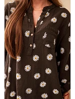 Dámská květinová blůza 22062  hnědá - Kesi