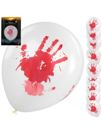 HALLOWEEN DEKORATIVNÍ BALÓN KRVAVÝ OTISK RUKY 10KS