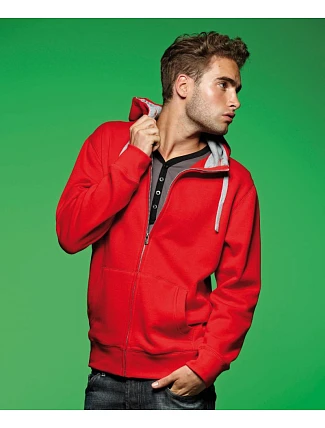 Daiber JN 963 Pánská mikina s kapucí "Lifestyle" 02.0963 red/grey heather