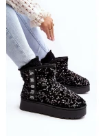 Dámské sněžné boty s platformou zdobenou třpytky černé Silmo