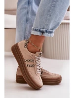 Zazoo N1068S4 Dámské Semišové Sneakersy Na Platformě Leopardí Růžové