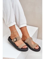 Dámské Semišové Pantofle Na Platformě Béžové Zazoo 3024