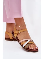 Dámské sandály s proplétajícími se pásky SK090H žluté Sergio Leone Dámské sandály s proplétajícími se pásky SK090H žluté Sergio Leone