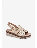 Kožené sandály na platformě S.Barski GR61-5916 Zlaté Kožené sandály na platformě S.Barski GR61-5916 Zlaté