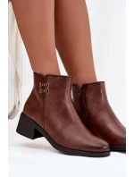 Dámské botky Delmira – hnědé, zateplené, na podpatku typu “klocek”