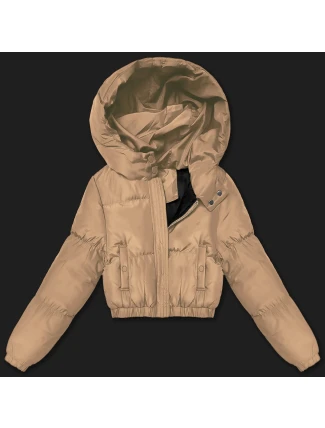 Tmavě béžová krátká zimní bunda typu puffer J Style (5M3360-84)