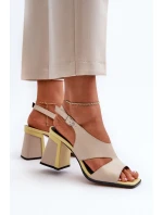 Dámské sandály na podpatku béžové D&A MR38-153 Dámské sandály na podpatku béžové D&A MR38-153