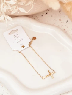 Náramek s křížkem Chirurgická ocel Zlato