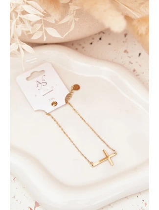 Náramek s křížkem Chirurgická ocel Zlato