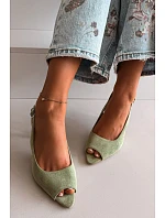 Dámské sandály na jehlovém podpatku Eko semiš zelené Sevina