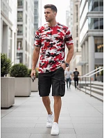 Pánské maskáčové tričko červené moro FashionStreet RX5588