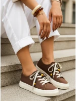 Dámské tenisky s ozdobnými korálky cappuccino FashionStreet ZY1404