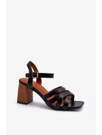Dámské sandály na podpatku černé Opifiana Dámské sandály na podpatku černé Opifiana