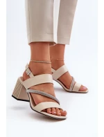 Dámské elegantní sandály na podpatku béžové D&A MR38-549