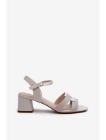 Dámské sandály na podpatku z ekologické kůže Sergio Leone SK894 šedé