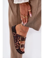 Voňavé Dámské Pantofle S Přezkami Leopardí Hnědé ZAXY RR285059