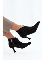 Nízké dámské kotníkové boty na jehlovém podpatku eco semiš černé Jolivra