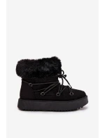 Sněhule s kožíškem a šněrováním Černé Sarivie