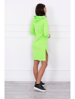 Šaty s delším zadním dílem a barevným zeleným neonovým potiskem