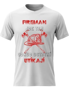 Pánské bavlněné tričko s potiskem - HASIČ - bílé