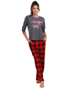 Dámské pyžamo 165/051 šedá vzor vánoce - Karol