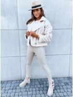 Dámská kožená bunda PLAYDIVA light beige FashionStreet TY3852