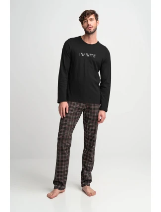 Vamp - Pánské bavlněné pyžamo s károvanýmí kalhotami 21937 - Vamp Vamp - Pánské bavlněné pyžamo s károvanýmí kalhotami 21937 - Vamp