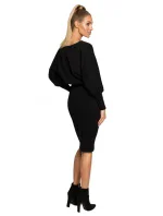 M690 Kombinované pletené šaty - černé