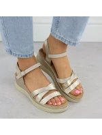 Dámské zlaté sandály na podpatku Vinceza 15358 Dámské zlaté sandály na podpatku Vinceza 15358