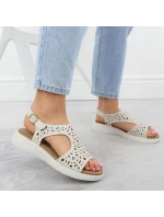 Dámské vyvýšené krémové ažurové sandály Sergio Leone SK-850