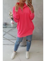 Mikina se zipem a kapsami růžová neonová Mikina se zipem a kapsami růžová neonová