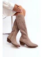 Zazoo 2909 Semišové Lodičky s Vyřezáváním na Nízkém Podpatku Bežové Zazoo 2909 Semišové Lodičky s Vyřezáváním na Nízkém Podpatku Bežové