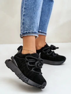 Dámské Zamszové Tenisky Na Platformě S Hlavním Šněrováním Artiker 54C1464 Černé