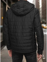 Pánská přechodná prošívaná bunda s kapucí černá FashionStreet TX5003