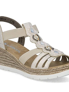 Dámské sandály espadrille pohodlné béžové Rieker 619B2-60