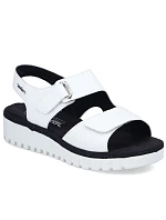 Bílé kožené dámské sandály na platformě Rieker V1382-80