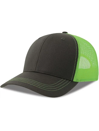 Atlantis Headwear Sonic-S 6 panelová Trucker kšiltovka 33.0259 dark grey/green fluo